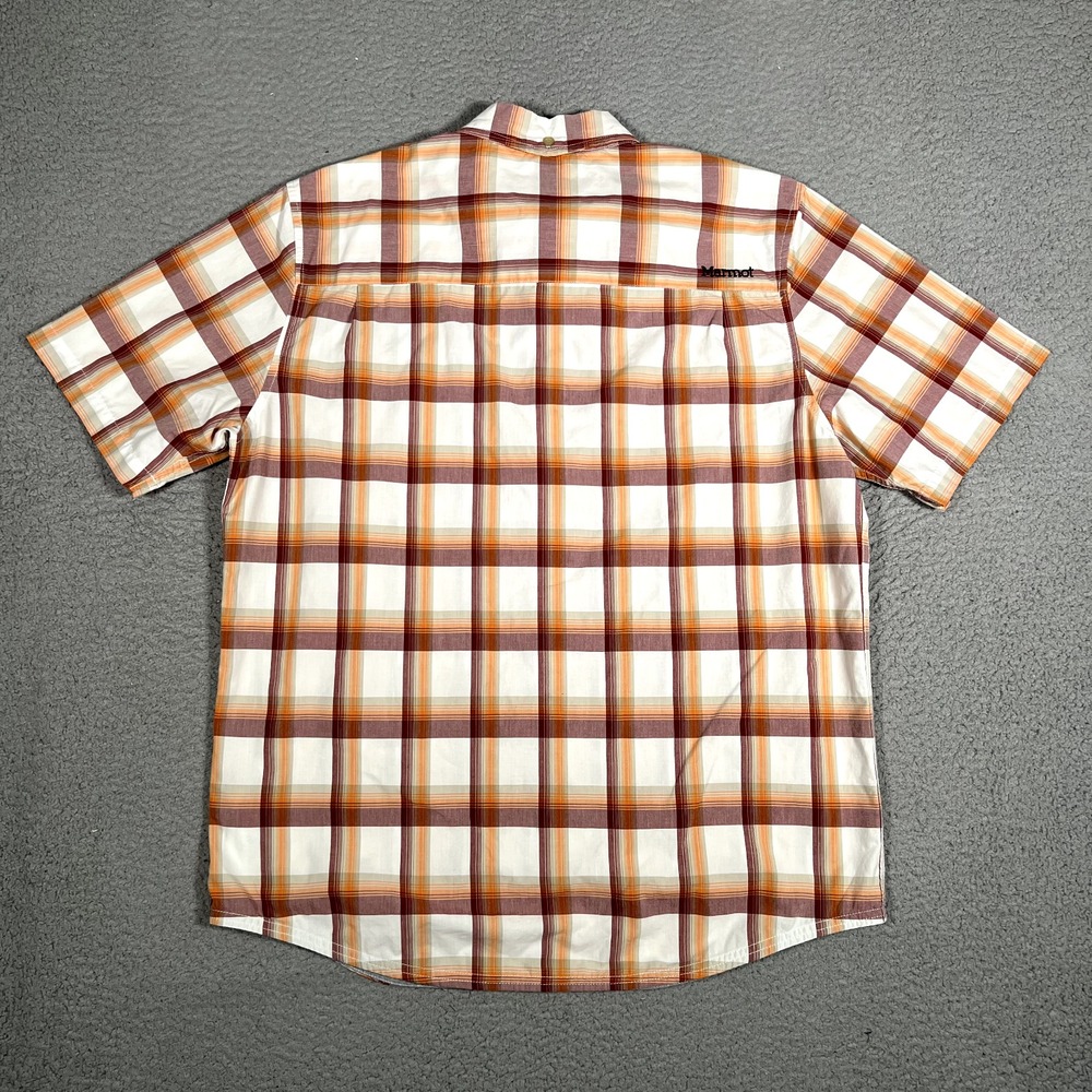 Marmot Shirt Mens Large Plaid Casual Preppy Button Up Pocket Outdoor Hiking Logo - Picture 10 of 11